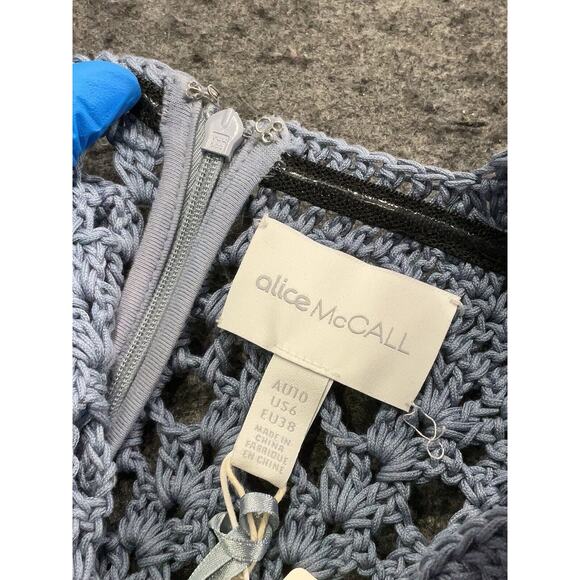 NWT Alice McCall Everybody Knows Knit Blue Midi Dress Crochet 6 - Picture 5 of 6